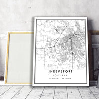 Shreveport, Louisiana Modern Map Print