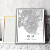 
              Athens, Greece Modern Style Map Print 
            