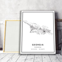 
              Georgia, Europe Modern Style Map Print 
            