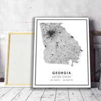 Georgia, United States Modern Style Map Print 