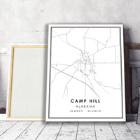 Camp Hill, Alabama Modern Map Print 