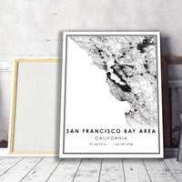 San Francisco Bay Area, California Modern Map Print 