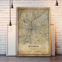 
              Atlanta, Georgia Vintage Style Map Print
            