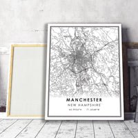 
              Manchester, New Hampshire Modern Map Print
            