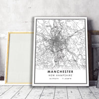 Manchester, New Hampshire Modern Map Print