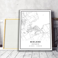 
              Midland, Ontario Modern Style Map Print 
            