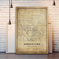 
              Germantown, Wisconsin Vintage Style Map Print 
            