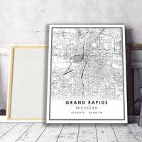 
              Grand Rapids, Michigan Modern Map Print 
            