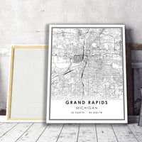 Grand Rapids, Michigan Modern Map Print 