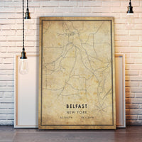 
              Belfast, New York Vintage Style Map Print 
            