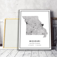
              Missouri, United States Modern Style Map Print 
            