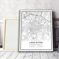
              Lancaster, Pennsylvania Modern Map Print 
            
