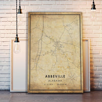 
              Abbeville, Alabama Vintage Style Map Print
            