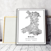 
              Wales, United Kingdom Modern Style Map Print 
            