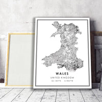 Wales, United Kingdom Modern Style Map Print 