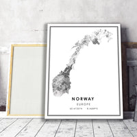 
              Norway, Europe Modern Style Map Print 
            