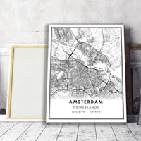 Amsterdam, Netherlands Modern Style Map Print 