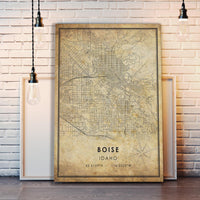 Boise, Idaho Vintage Style Map Print 