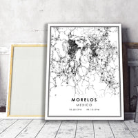 
              Morelos, Mexico Modern Style Map Print 
            