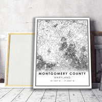 Montgomery County, Maryland Modern Map Print