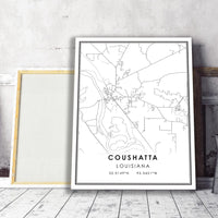 
              Coushatta, Louisiana Modern Map Print 
            