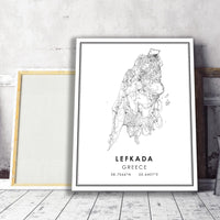 
              Lefkada, Greece Modern Style Map Print 
            