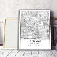 
              Royal Oak, Michigan Modern Map Print
            