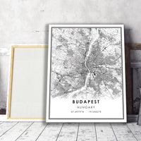 
              Budapest, Hungary Modern Style Map Print 
            