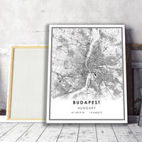 Budapest, Hungary Modern Style Map Print 