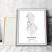 
              Albania, Europe Modern Style Map Print
            