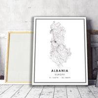 Albania, Europe Modern Style Map Print