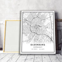 
              Oldenburg, Germany Modern Style Map Print 
            