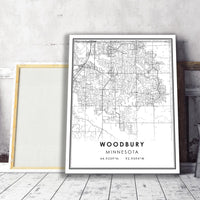 Woodbury, Minnesota Modern Map Print 