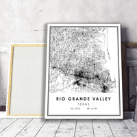 
              Rio Grande Valley, Texas Modern Style Map Print 
            
