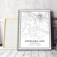 Pokegama Lake, Minnesota Modern Map Print 