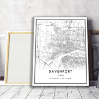 
              Davenport, Iowa Modern Map Print 
            