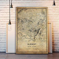 
              Albany, New York Vintage Style Map Print 
            