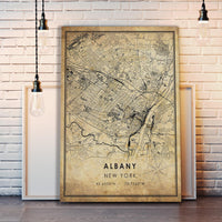 Albany, New York Vintage Style Map Print 