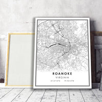 
              Roanoke, Virginia Modern Map Print
            