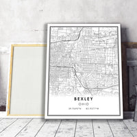 Bexley, Ohio Modern Map Print 