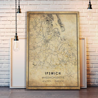 Ipswich, Massachusetts Vintage Style Map Print 