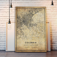 
              Columbia, South Carolina Vintage Style Map Print
            