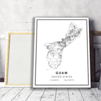 Guam, United States Modern Style Map Print 