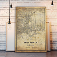 Mishawaka, Indiana Vintage Style Map Print 