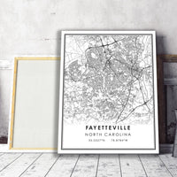 
              Fayetteville, North Carolina Modern Map Print 
            