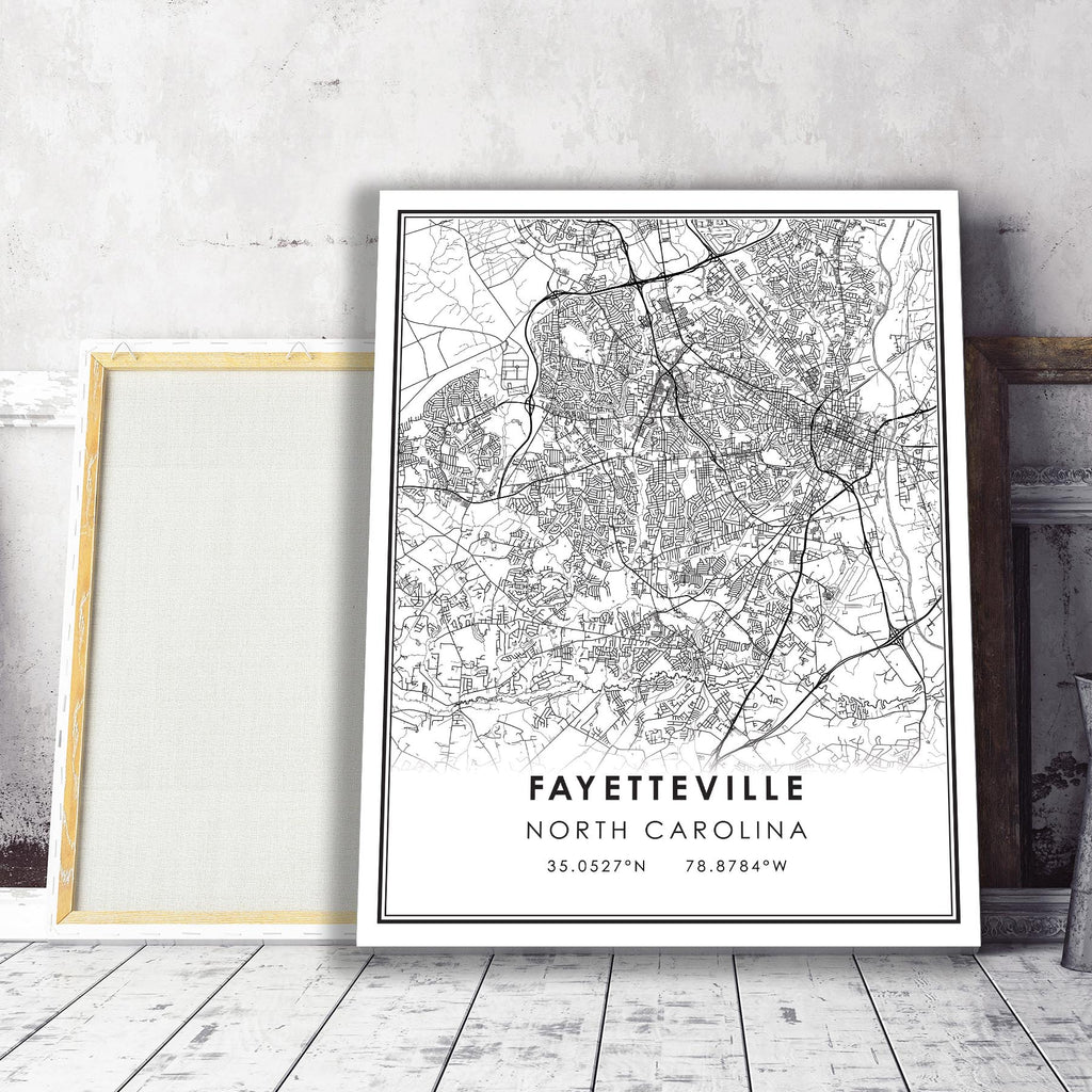 Fayetteville, North Carolina Modern Map Print 