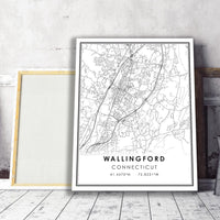 Wallingford, Connecticut Modern Map Print 