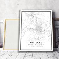
              Rossland, British Columbia Modern Style Map Print 
            