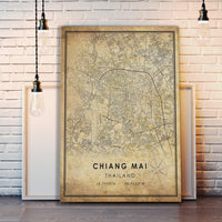 
              Chiang Mai, Thailand Vintage Style Map Print 
            