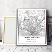 
              Ewing Township, New Jersey Modern Map Print 
            